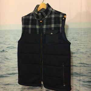 Plaid & Navy Men’s Puffy Vest Banana Republic.